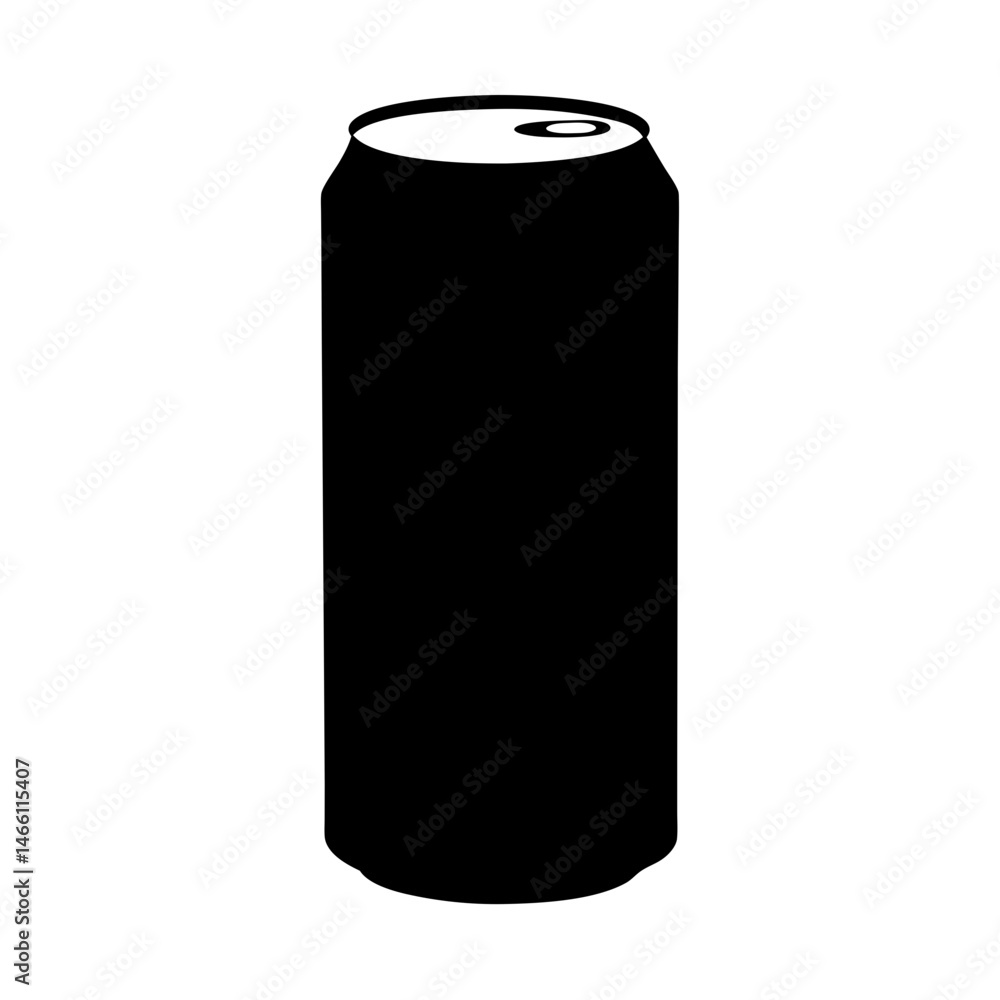 soda can vector silhouette icon, black and white illustration of food. soda can vector silhouette icon, black and white illustration of food.
