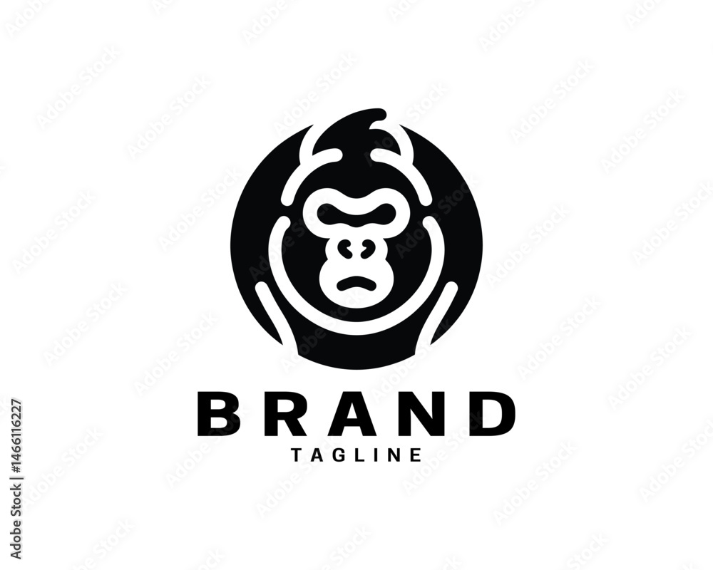 Obraz premium Gorilla head logo art in minimalist black look