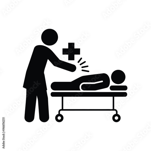 Medical professional examining patient on gurney