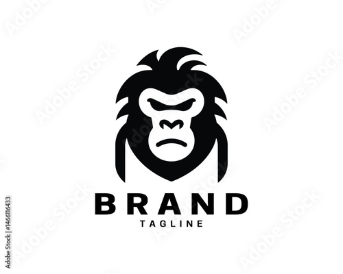 Gorilla head logo drawing in flat clean style