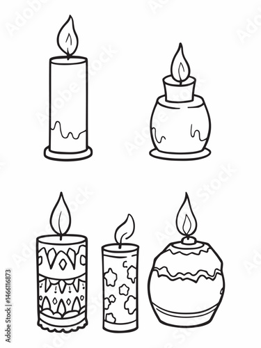 Candles line art graceful monochrome minimalistic decorative artwork.eps