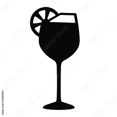 aperol spritz vector silhouette icon, black and white illustration of drinks.