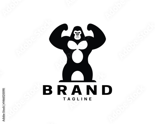 Strong gorilla icon logo in clean vector design