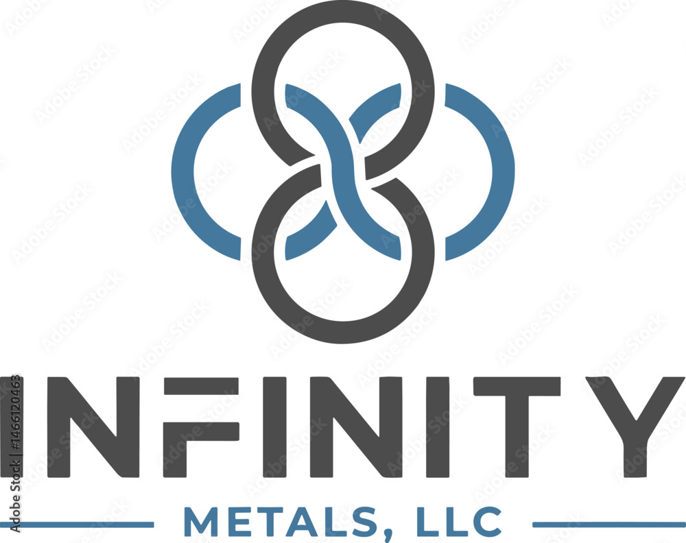 Naklejka premium Infinity Metals LLC Logo Art Industrial Strength Symbol with Interlinked Infinity Loops Modern Metallic Emblem SVG, PNG Files for Instant Download