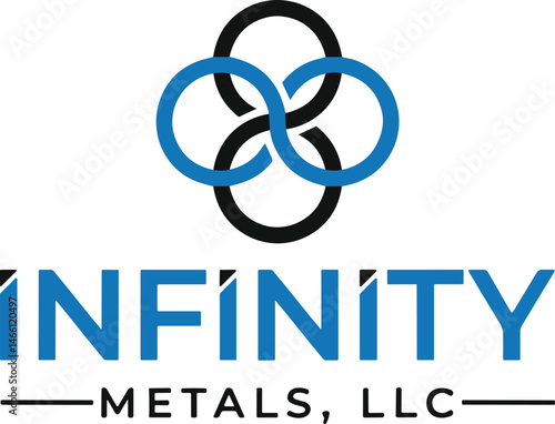 Infinity Metals LLC Logo Art Industrial Strength Symbol with Interlinked Infinity Loops Modern Metallic Emblem SVG, PNG Files for Instant Download