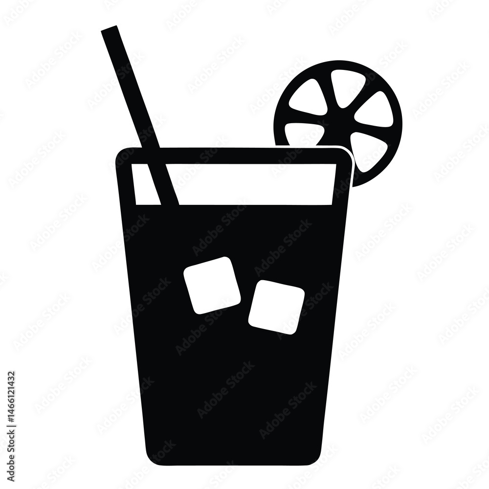 Ταπετσαρία arnold palmerlemonade and iced tea vector silhouette icon, black and white illustration of drinks