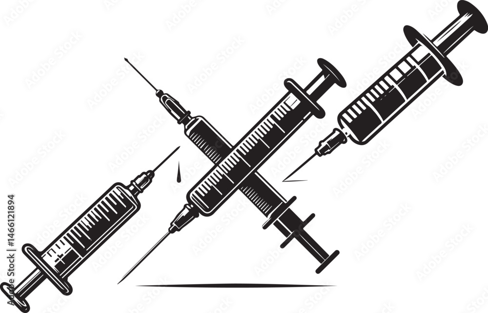 Syringe Icon Set Silhouette Vector Illustration Syringe Icon Set Silhouette Vector Illustration