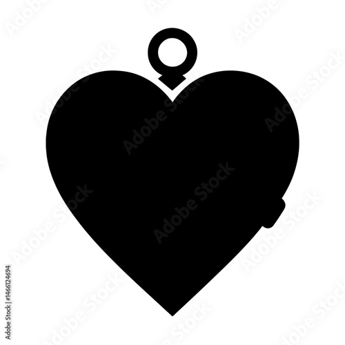 Black Heart Locket Silhouette. love and affection, perfect for Valentine's Day concepts. vector: Ideal for use as a tattoo, icon, web graphic design, and infographic concepts."