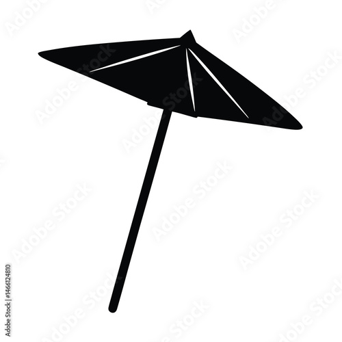 cocktail umbrella vector silhouette icon, black and white illustration of drinks.