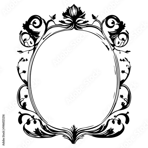 Elegant vintage floral oval frame design for invitation and greeting cards