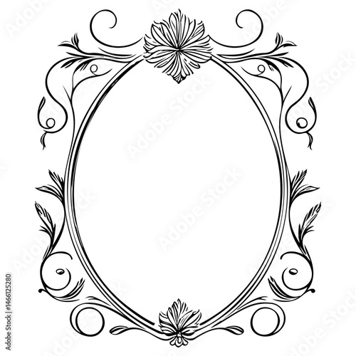 Elegant floral ornamented oval frame design for vintage decorations and templates