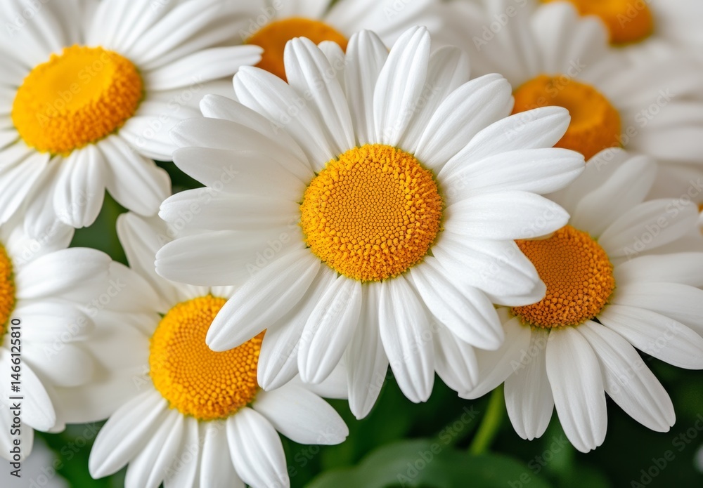 Fototapeta premium Close Up White Daisies With Yellow Centers