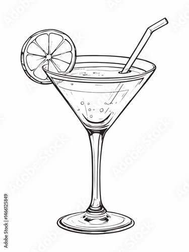 Classic Cosmopolitan line art elegant drink in style.eps