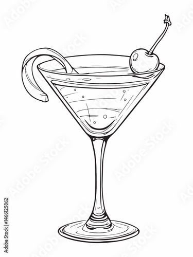 Classic Cosmopolitan line art refined mixology artwork.eps