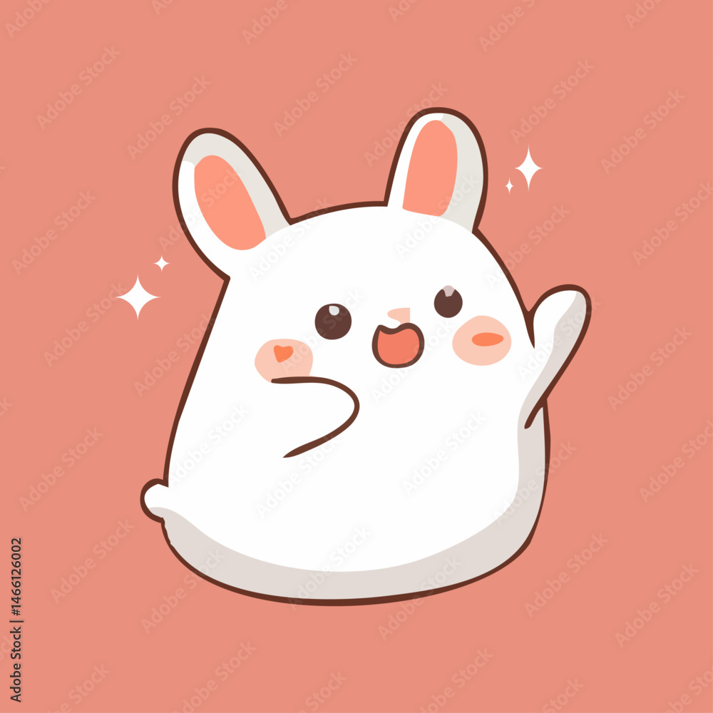 Cute Cartoon Bunny Waving Hello Cute Cartoon Bunny Waving Hello
