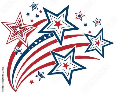 Stars and stripes vector pattern design for Fourth of July USA independence day celebration