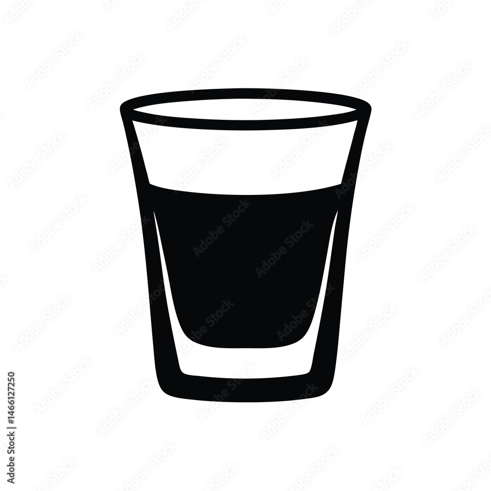 espresso shot vector silhouette icon, black and white illustration of drinks. espresso shot vector silhouette icon, black and white illustration of drinks.