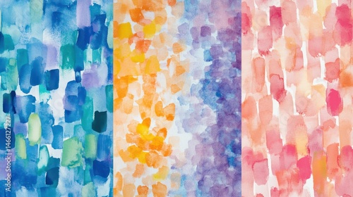 Vibrant abstract watercolor vertical panels.
