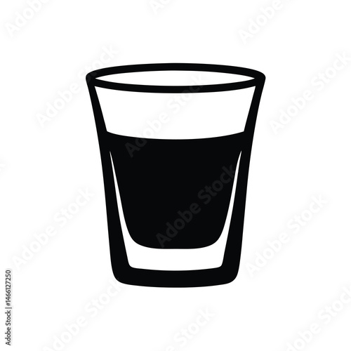 espresso shot vector silhouette icon, black and white illustration of drinks.
