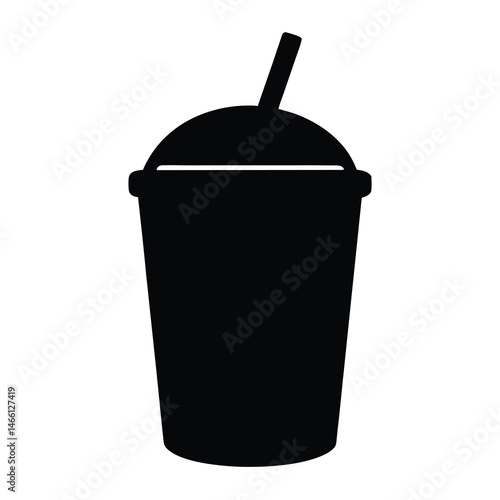frappuccino vector silhouette icon, black and white illustration of drinks.