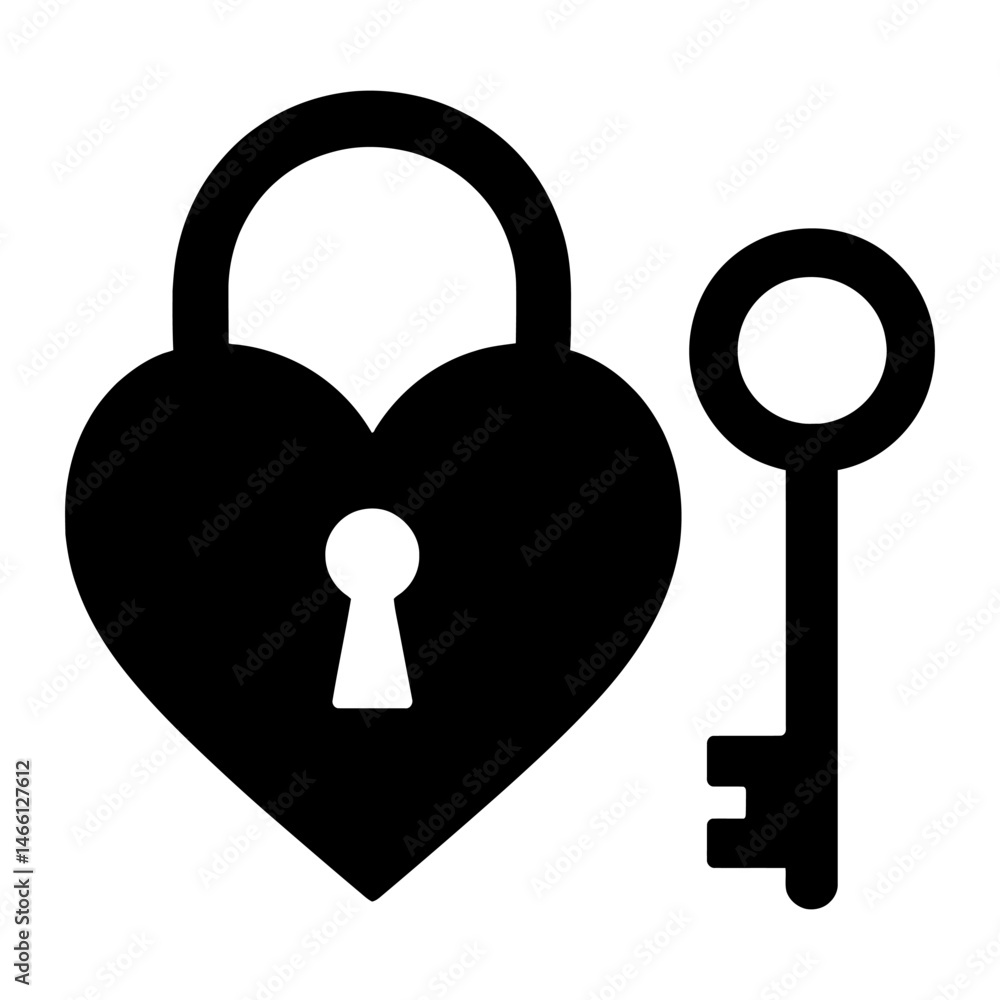 Heart Lock and Key Silhouette. Heart Lock and Key Silhouette.