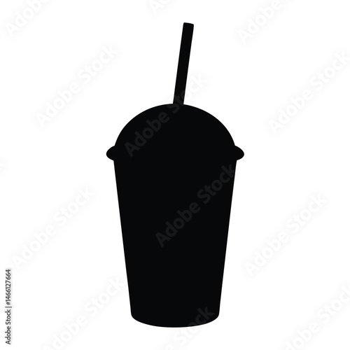 frappuccino vector silhouette icon, black and white illustration of drinks.