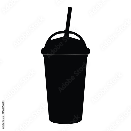 frappuccino vector silhouette icon, black and white illustration of drinks.