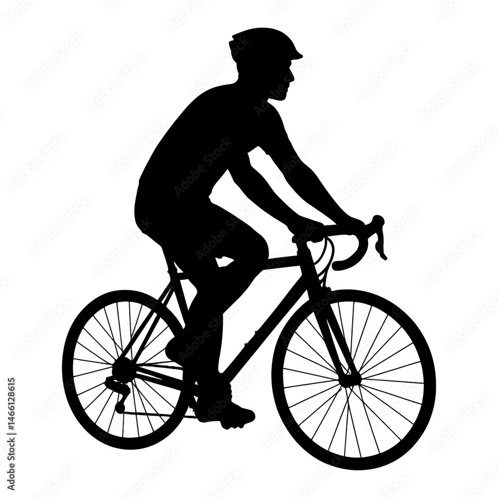 Cyclist in Motion_ Black Silhouette. Cyclist in Motion_ Black Silhouette.