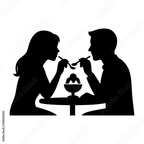 Dessert Sharing in Simplicity. love and affection, perfect for Valentine's Day concepts. vector: Ideal for use as a tattoo, icon, web graphic design, and infographic concepts."