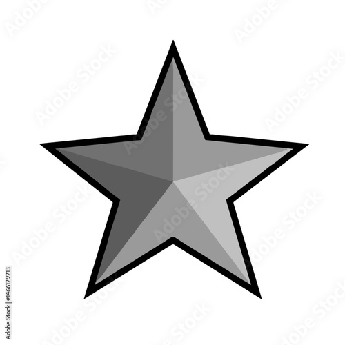 3D gray star shape with black outline  