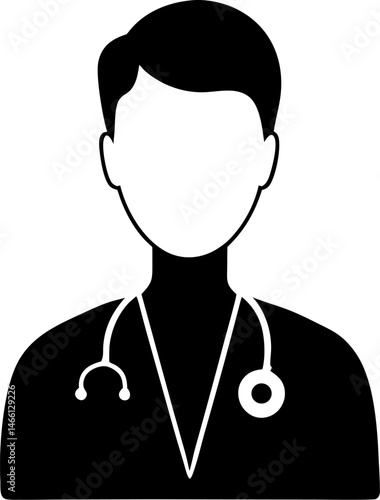 Wallpaper Mural Male doctor with glasses in pensive pose, thinking, problem solving. Flat vector illustration, simple style, white background . Vector illustration Torontodigital.ca