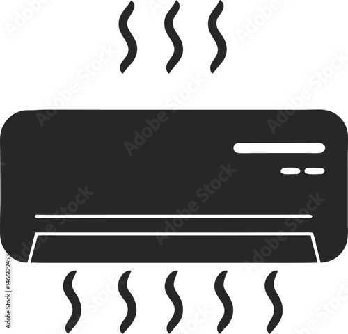 Air flow condition cool background. Air conditioner vent heat flat vector icon