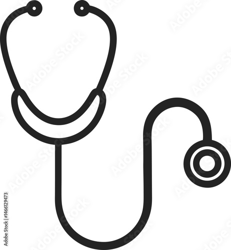A stethoscope shaped as a human silhouette on white background
