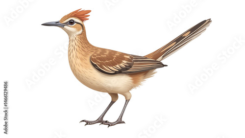 vibrant roadrunner bird standing alone in desert landscape with bold confident stride for commercial and editorial use
