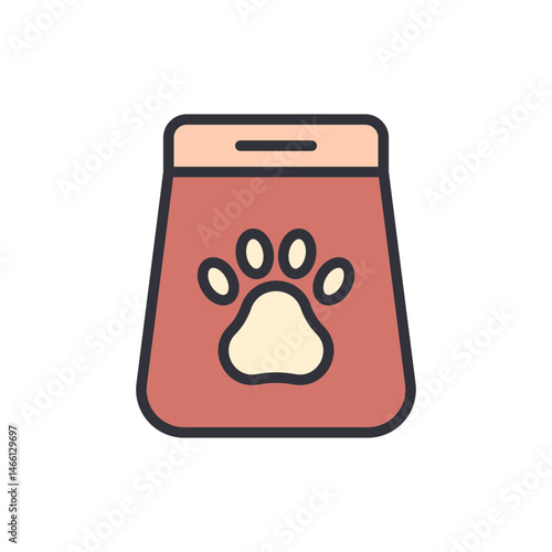 Delightful pet sustenance depiction with paw print symbol, suitable for food ads