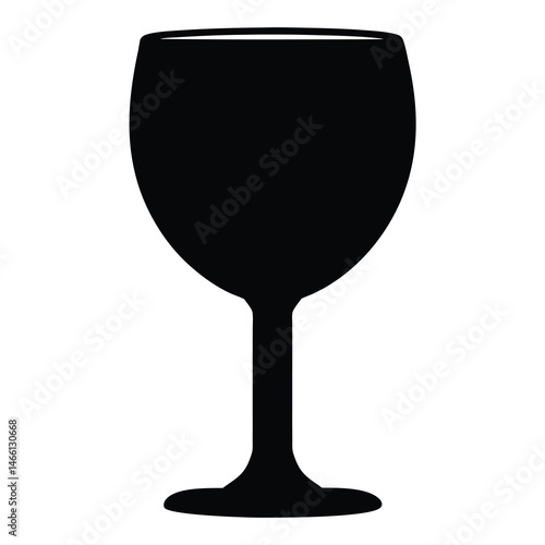 glass of ros vector silhouette icon, black and white illustration of drinks.