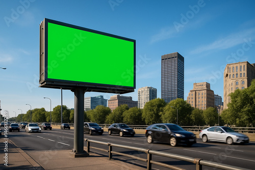 green screen billboard in the city view