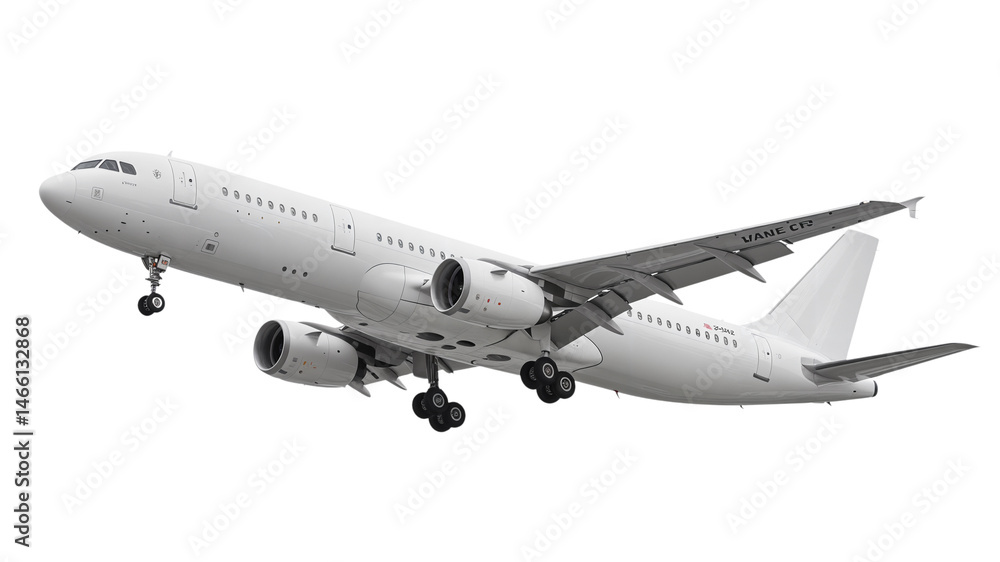 White Airplane in Flight with Extended Landing Gear White Airplane in Flight with Extended Landing Gear