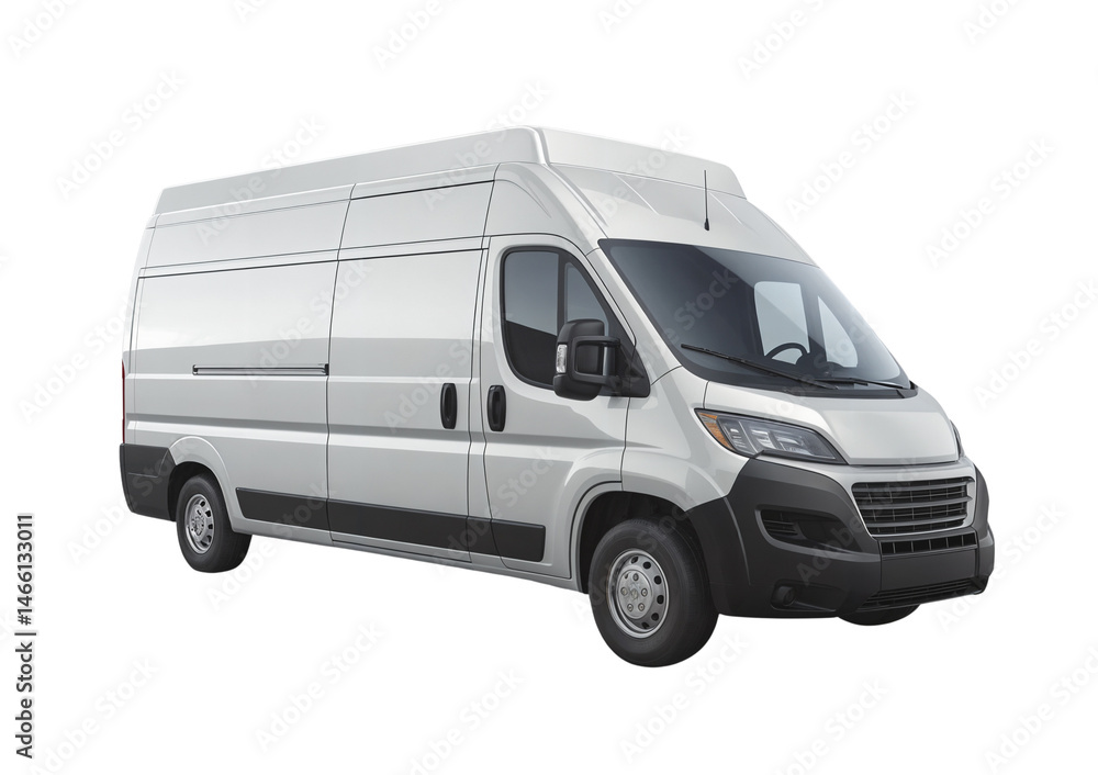 Naklejka premium Sleek White Commercial Vehicle on Plain Background