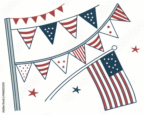Fourth of July, a patriotic day in America, showcases the flag with stars and stripes as a national symbol of freedom and independence