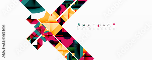 Free Download Modern geometric design. Colorful triangles form dynamic lines across white space. Abstract background suggests innovation, energy. - GFXLoad