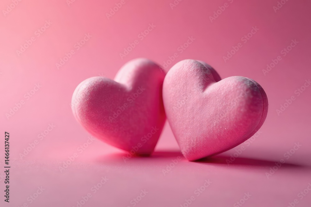 Fototapeta premium Close-up of two intertwined hearts, candy-colored, romantic setting , macro, connection