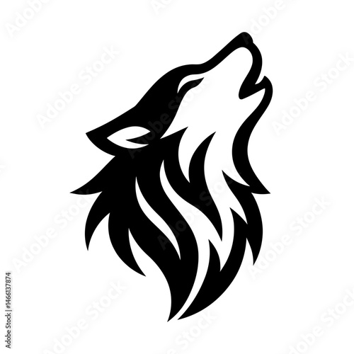 Howling Wolf Silhouette in Motion. eps animal vector: Ideal for use as a tattoo, icon, web graphic design, and infographic concepts."