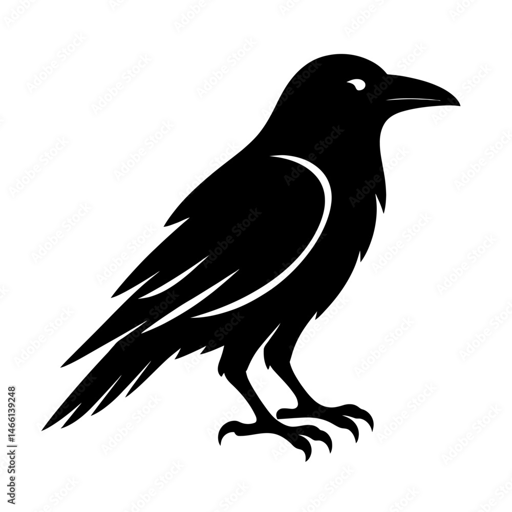 Obraz premium Black crow silhouette vector illustration