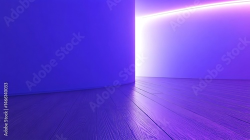 Empty room  vibrant neon glow