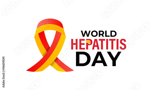World Hepatitis Day medical Awareness concept. Liver with Stethoscope and Realistic ribbon background design template. Abstract concept graphic depicting liver disease, cirrhosis, and cancer.