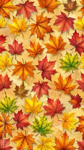 Obraz na płótnie Autumn Leaves Repeat Pattern Tile w salonie