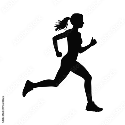 Silhouette of a Woman Jogging Fitness Running Exercise