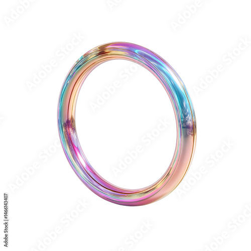 Iridescent Holographic Ring Abstract 3D Render