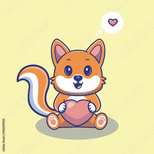 Illustration vector grapich of a fox holding a heart perfect for character design 